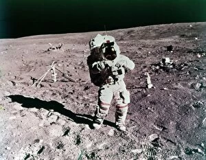 Astronaut John Young on the lunar surface, Apollo 16 mission, April 1972. Creator: Charles Duke