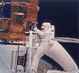 Satellite Prints: Astronaut on Shuttle mission 41-C, 1984