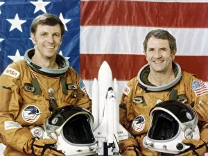 Astronauts Joe Engle and Richard Truly, second Space Shuttle flight, November 1981 Astronauts Joe Engle and Richard Truly, second Space Shuttle flight, November 1981