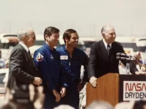 Columbia Gallery: Astronauts John Young and Robert Crippen after landing, April 1981. Creator: NASA