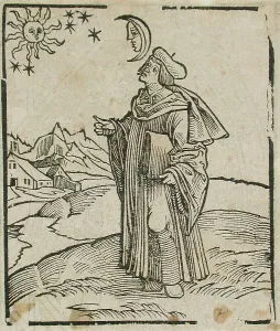 Encyclopedia Prints: An Astronomer (or Aristotle, or Euclidarius), Printed 1540. Creator: Unknown