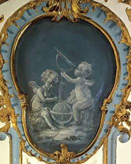 Two astronomers, a sphere and a telescope, between 1735 and 1745. Creator: Unknown