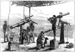 Eclipse Gallery: Astronomers waiting for an eclipse, India, 1872