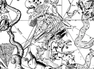 Astronomical map, centred on the Southern constellation of Argo Navis, 1742