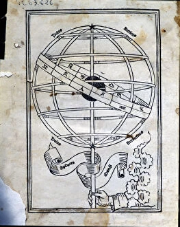 Sphere Collection: Astronomicon, cover of the work with an armillary sphere, published in Venice in 1485