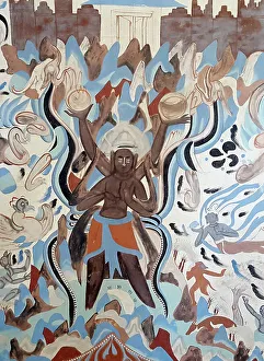 Asura Prints: Asura in 249th cave of Mogao, 6th century. Creator: Central Asian Art