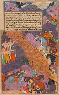 Asvatthama Fires the Narayana Weapon (Cosmic Fire) at the Pandavas, Folio... ca. 1616-17
