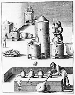 Acid Collection: Athanor or Slow Harry, a self-feeding furnace maintaining a constant temperature, 1683