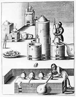 Distillation Prints: Athanor or Slow Harry, a self-feeding furnace maintaining a constant temperature, 1683