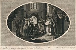 Charles Alfred Ashburton Gallery: Athelstan ordering publication of the scriptures translated into Anglo-Saxon, 930s (1793)