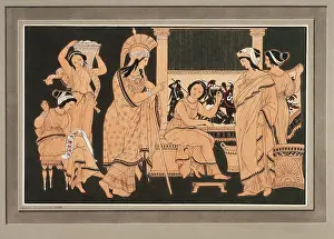 Athene Prints: Athena with Penelope, who is busy weaving, c1832. Creator: Philipp Veit