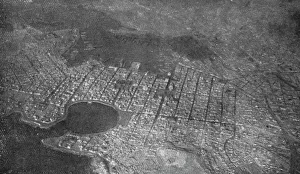 Athenes vue en avion; le Piree ; dans le port principal, vers le haut de la photographie... 1916. Creator: Unknown