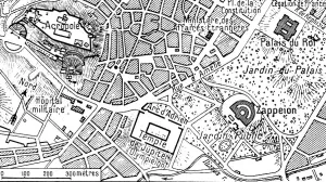 Acropolis Prints: Athenes vue en avion; Plan correspondant a la photographie ci-dessous