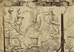 High Relief Prints: Athens - sculptural fragment, Parthenon frieze, 1865. Creator: Konstantinos Dimitriou