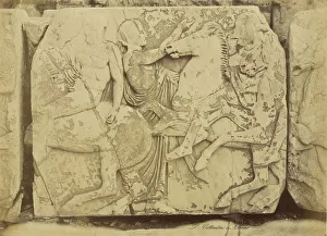 High Relief Prints: Athens - sculptural fragment, Parthenon frieze, 1865. Creator: Konstantinos Dimitriou