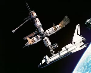 Space Shuttle Atlantis Collection: Atlantis Docked to Mir, 1995. Creator: NASA