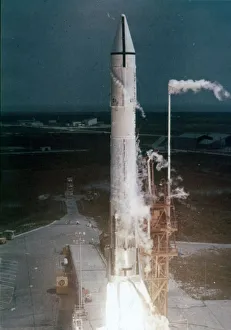 Atlas-Centaur rocket lifting off, Cape Canaveral Air Force Station, Florida, USA Atlas-Centaur rocket lifting off, Cape Canaveral Air Force Station, Florida, USA