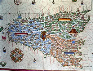Atlas of Joan Martines, Messina, 1582. Portulan chart of the island of Sicily Atlas of Joan Martines, Messina, 1582. Portulan chart of the island of Sicily