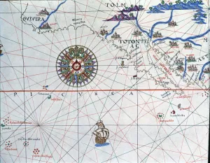 Atlas of Joan Martines, Messina, 1582. Portulan chart of Alta and Baja California