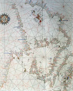 Atlas of Joan Martines, Messina, 1582. Portulan chart of the western Mediterranean