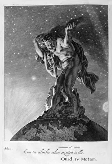 Atlas Supports the Heavens on his Shoulders, 1655. Artist: Michel de Marolles Atlas Supports the Heavens on his Shoulders, 1655. Artist: Michel de Marolles