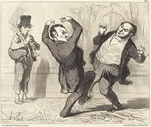 Dancers Prints: Attaches par leur grandeur au rivage de la Seine... 1850. Creator: Honore Daumier