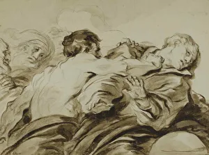 Sepia On Paper Prints: The attack, 1770. Creator: Fragonard, Jean Honore (1732-1806)