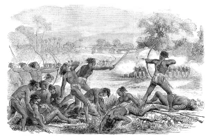 Loincloths Prints: Attack by 600 Santhals upon a party of 50 Sepoys