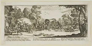 Callot Jacques Prints: Attack on a Coach, plate eight from The Large Miseries of War