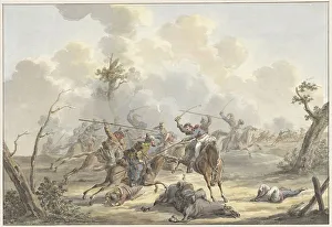 Crimea Ukraine Prints: Attack between Cossacks of Crimea and French Riding Artillery