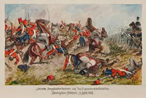 War Of The Sixth Coalition Gallery: The attack of the French hussars on the 2nd Pomeranian Battalion. Dannigkow-Mockern, 5 April 1813