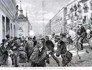 Blanco Y Negro Collection: Attack in Madrid against King Alphonse XII. 25 Oct. 1878, engraving in the Illustration