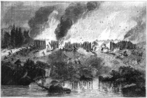Attack on the Pequot Fort, 1637 (c1880)