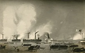Johnson And Miles Prints: Attack Upon Roanoke Island - Landing of the Troops, (1878). Creator: Unknown