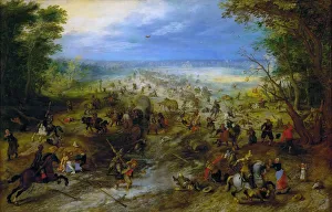 Attack On A Wagon Train, c. 1612. Artist: Vrancx, Sebastiaen (1574-1647) Attack On A Wagon Train, c. 1612. Artist: Vrancx, Sebastiaen (1574-1647)