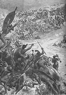 Zulu Gallery: Attack of the Zulus on the Escort of the Eightieth Regiment at the Intombe River, 1879, (c1880)