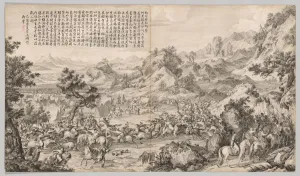 1736 1795 Prints: Attacking the Camp at Gatan Ola: from Battle Scenes of the Quelling of Rebellions