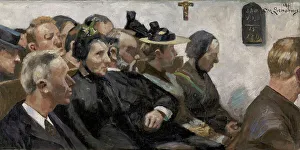 Sunday Best Prints: Attendees in a village church, 1894. Creator: Christjern Schobius