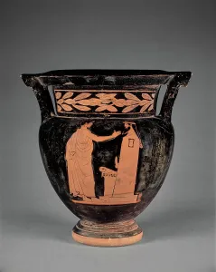 Penis Prints: Attic Red-Figure Column Krater, about 470 BC. Creator: Harrow Painter