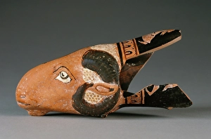 Mould Prints: Attic Red-Figure Dimidiated Rhyton, about 450-425 BC. Creator: Unknown