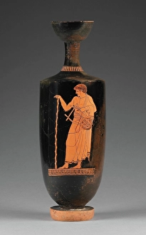 Tortoise Shell Prints: Attic Red-Figure Lekythos, about 480 BC. Creator: Eucharides Painter
