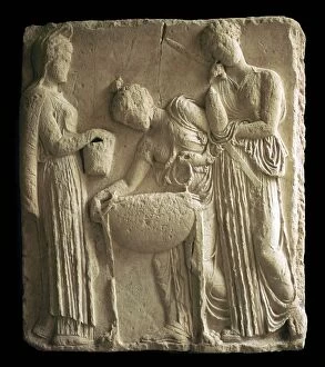 Medea Gallery: Attic relief of Medea and the daughters of Pelion, 5th century BC