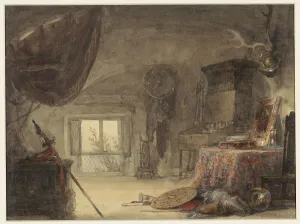 David Roberts Prints: Attic room, furnished as a studio, 1830-1839. Creator: David Roberts