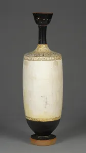 Athenian Prints: Attic White-Ground Lekythos, about 435-430 BC. Creator: Achilles Painter