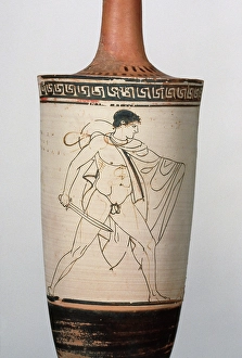 Athenian Prints: Attic White-Ground Lekythos, about 460 BC. Creator: Tymbos Painter