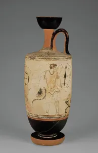 Athenian Prints: Attic White-Ground Lekythos, about 490 BC. Creator: Douris