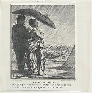 Umbrellas Prints: Au Camp de Chalons, 1869. Creator: Honore Daumier