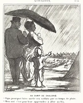 Umbrellas Prints: Au Camp de Chalons, 1869. Creator: Honore Daumier