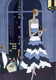 1928 Prints: Au New York Sous Les Yeux Innombrables des Sky-scrapers, from Femina Magazine, pub