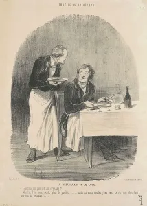 Waiter Prints: Au restaurant a 32 sous, 19th century. Creator: Honore Daumier